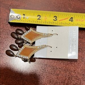 Gold and Brown Drop Earrings